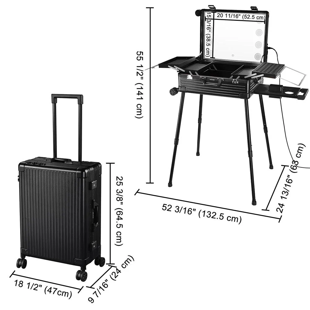Byootique Makeup Trolley Case with Lighted Mirror & Stand