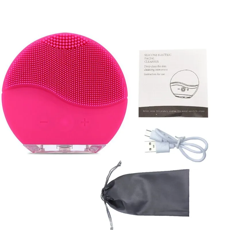 Electric face Facial Cleansing Brush Mini USB Silicone Sonic Cleaner Deep Pore Cleaning Waterproof Skin Massage